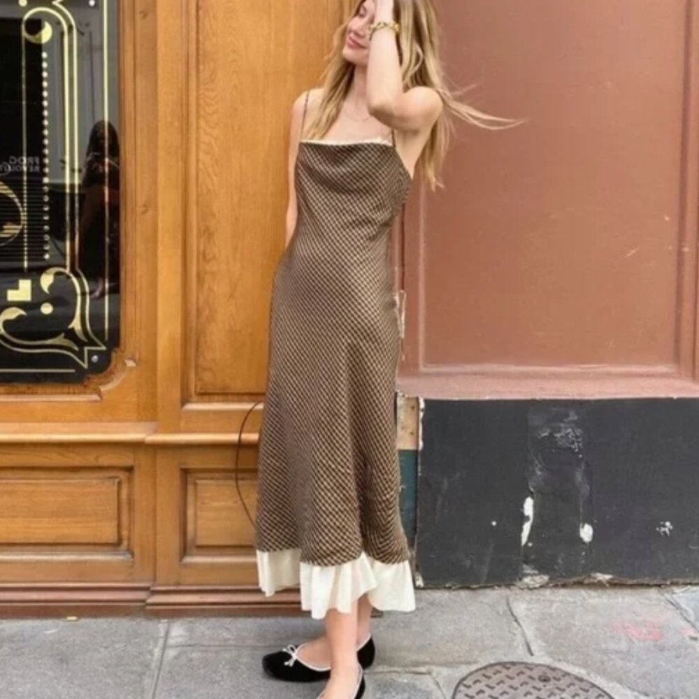 Antonio Melani / Courtney Grow Bond Gingham Print Flutter Hem Midi Dress